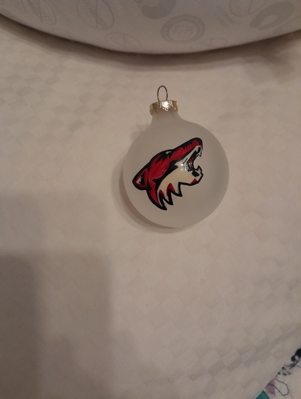 Painted Coyote Head Frosted Glass Holiday Ornament